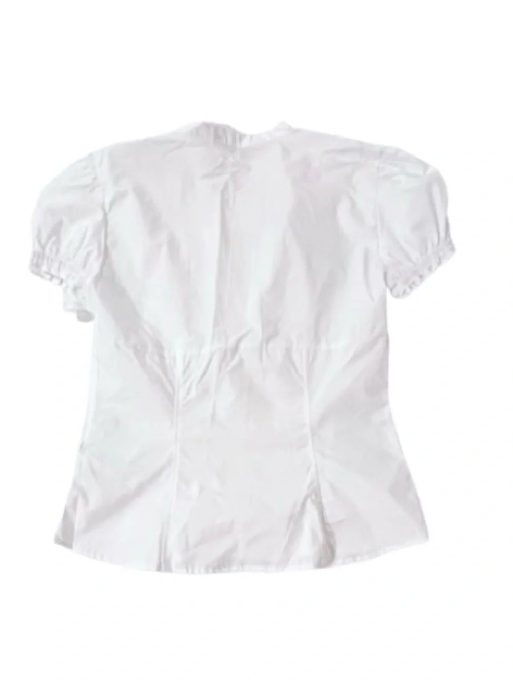 🆕- ZARA White Cotton Ruffle Front Fitted Top. Size: small